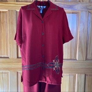 Vintage Napa Valley Cropped Pant Set Red Size S/M